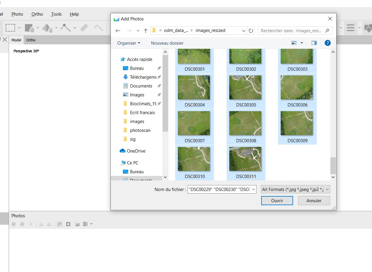 Interface d'ajout de photos